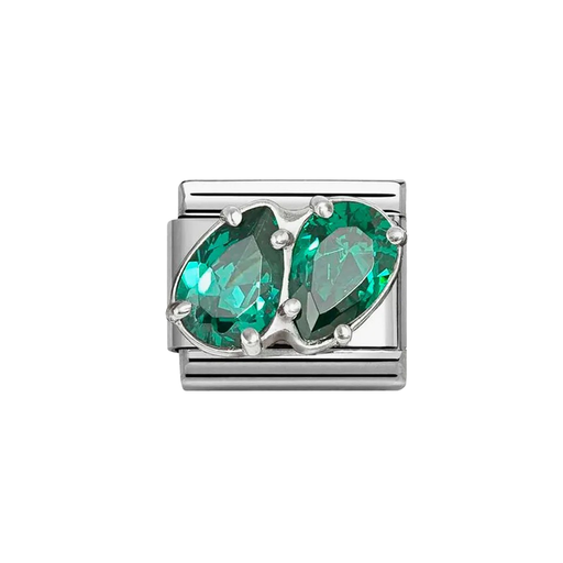 NOMINATION Classic Silver & Green CZ Double Drop Charm - Charms - Nomination - Bumbletree