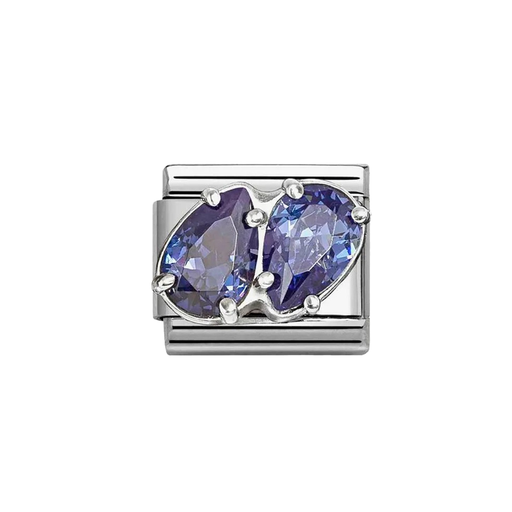 NOMINATION Classic Silver & Blue CZ Double Drop Charm - Charms - Nomination - Bumbletree