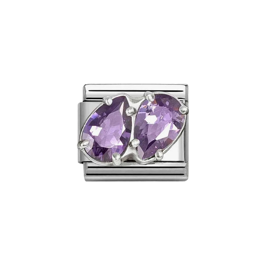 NOMINATION Classic Silver & Purple CZ Double Drop Charm - Charms - Nomination - Bumbletree