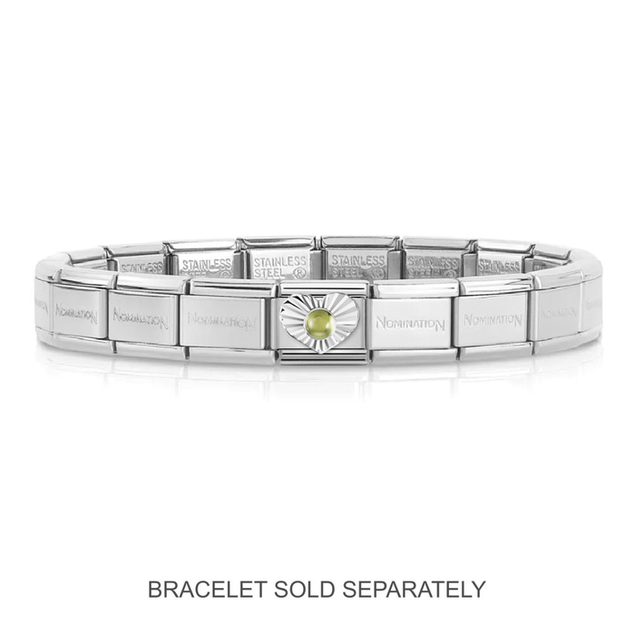 NOMINATION Classic Silver & Peridot Heart Charm