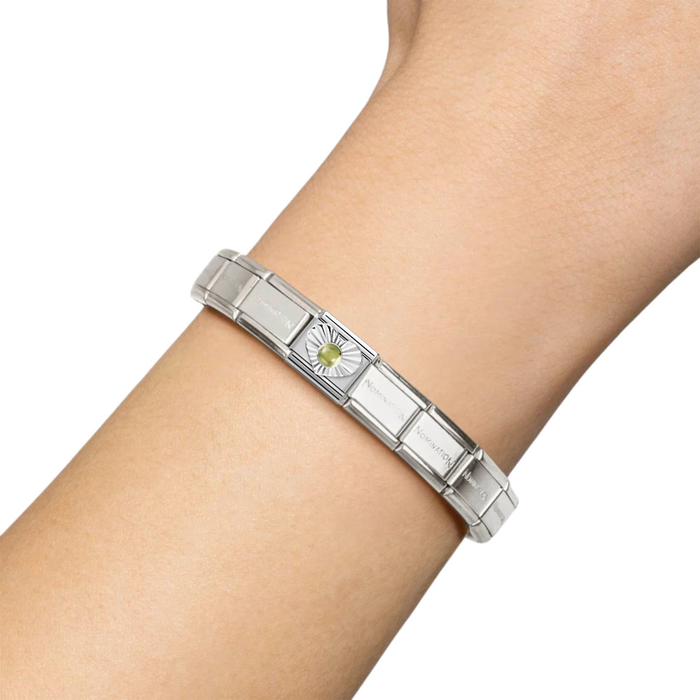 NOMINATION Classic Silver & Peridot Heart Charm