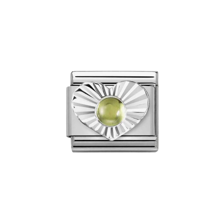 NOMINATION Classic Silver & Peridot Heart Charm