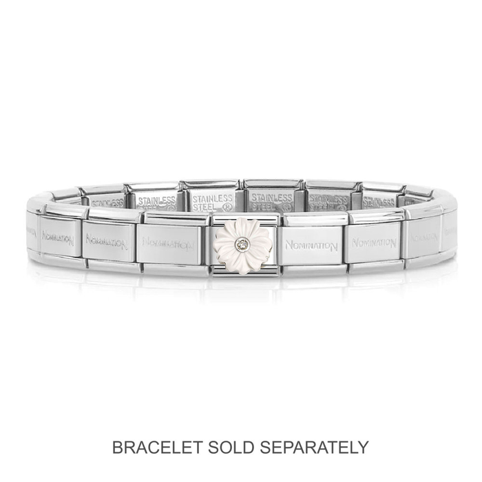 NOMINATION Classic Silver White CZ Flower Charm