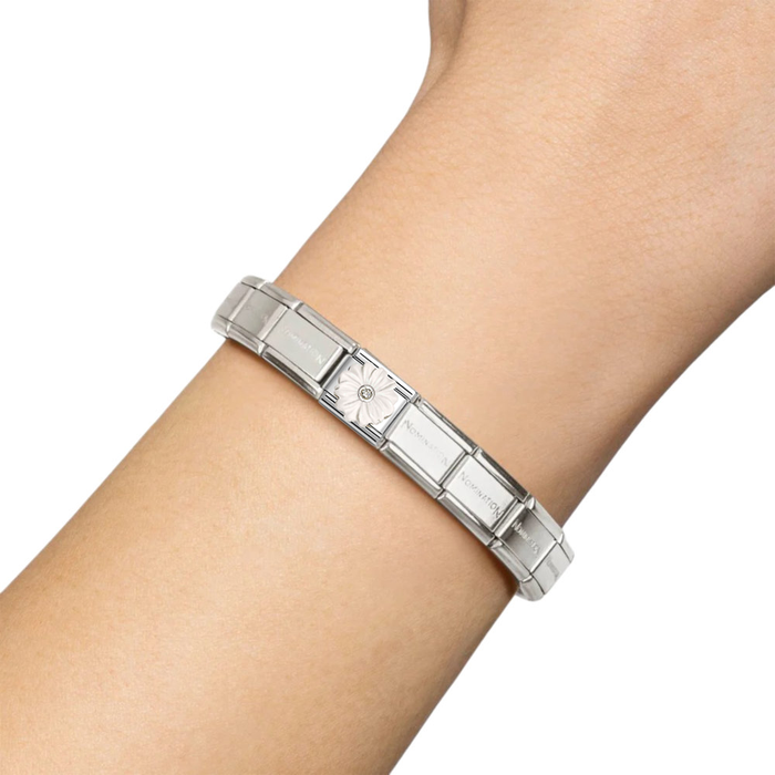 NOMINATION Classic Silver White CZ Flower Charm