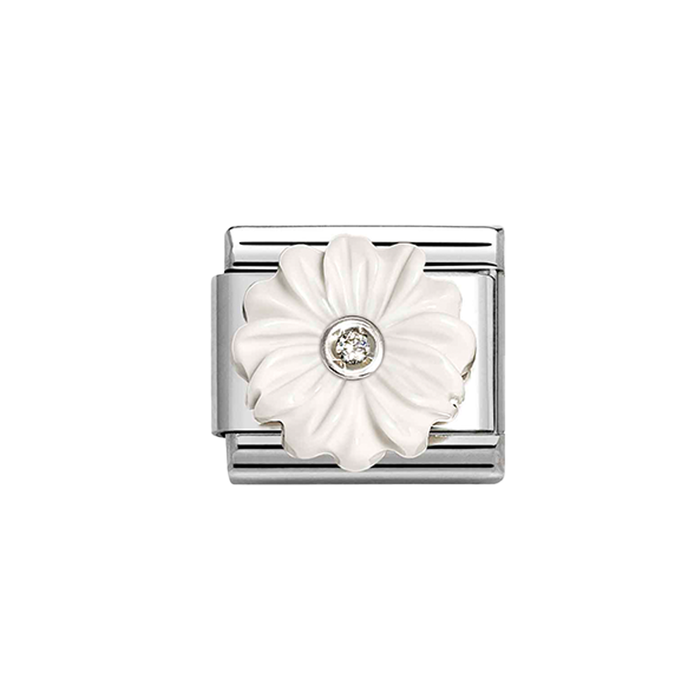 NOMINATION Classic Silver White CZ Flower Charm
