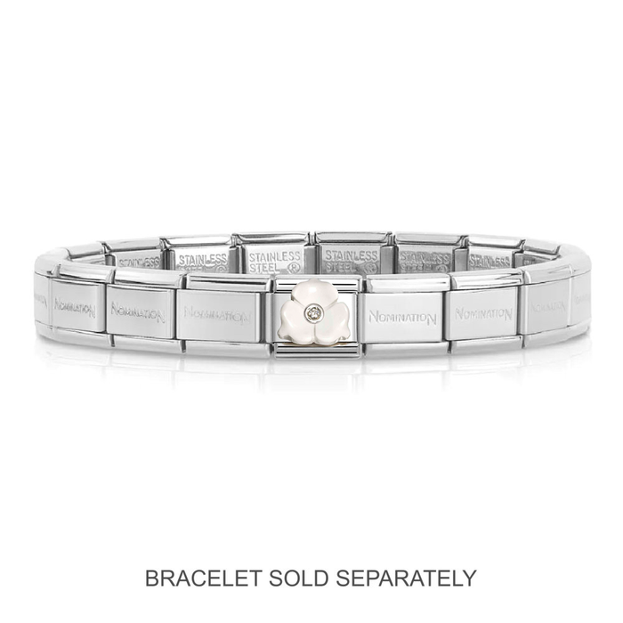NOMINATION Classic Silver 3 Petaled White Flower CZ Charm