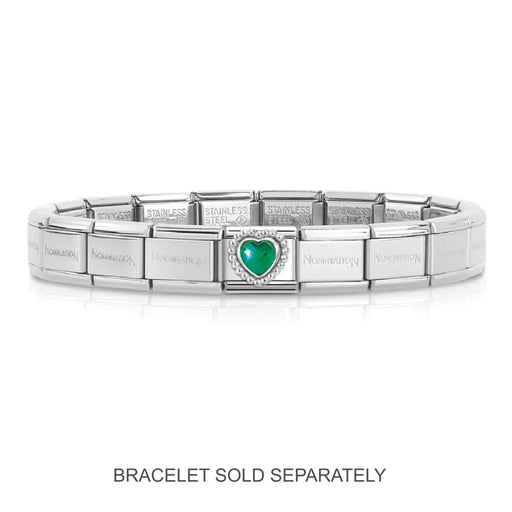 NOMINATION Classic Silver & Green Heart Charm - Charms - Nomination - Bumbletree