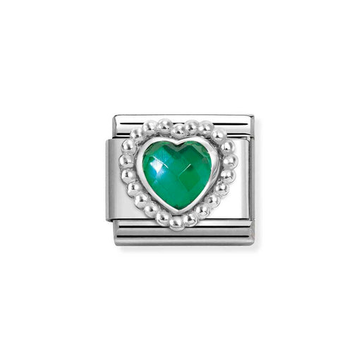 NOMINATION Classic Silver & Green Heart Charm - Charms - Nomination - Bumbletree