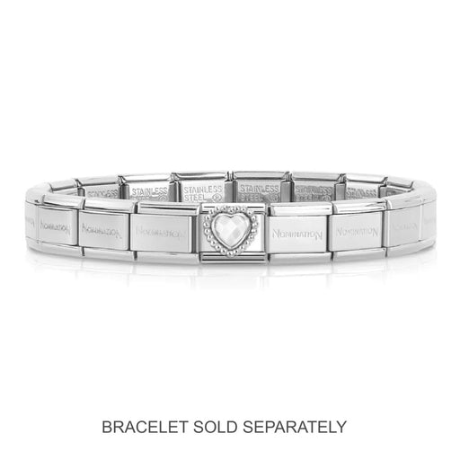 NOMINATION Classic Silver & White Opal Heart Charm - Charms - Nomination - Bumbletree