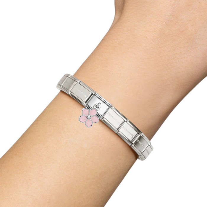 NOMINATION Classic Silver Pink Flower Pendant Charm - Charms - Nomination - Bumbletree