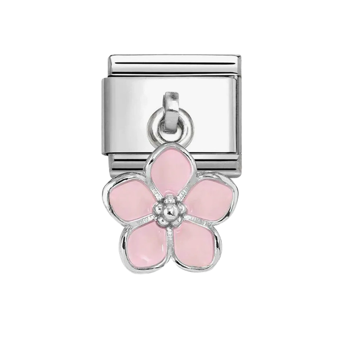 NOMINATION Classic Silver Pink Flower Pendant Charm - Charms - Nomination - Bumbletree