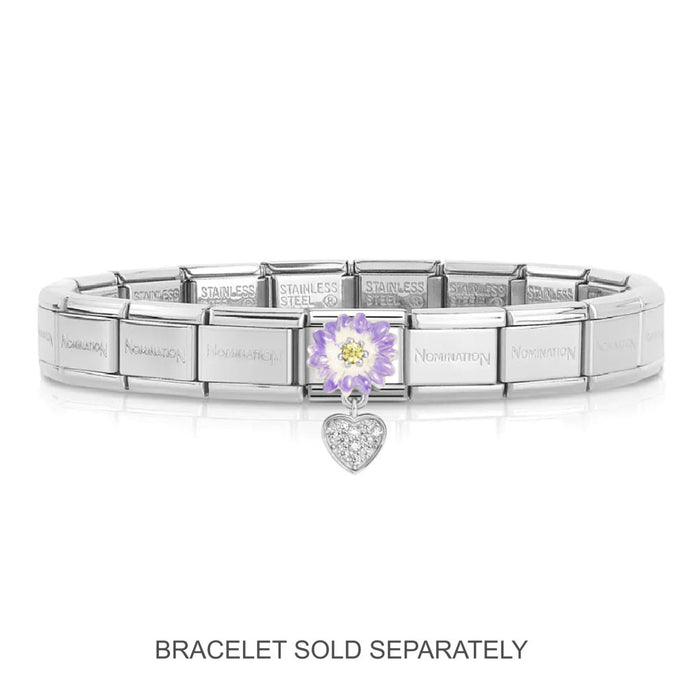 NOMINATION Classic Lilac Daisy With CZ Heart Charm - Charms - Nomination - Bumbletree