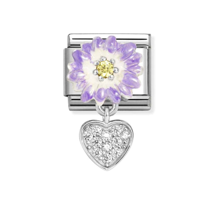 NOMINATION Classic Lilac Daisy With CZ Heart Charm - Charms - Nomination - Bumbletree