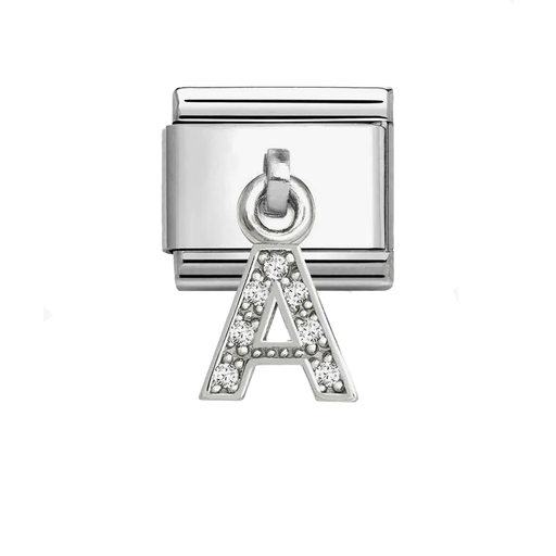 NOMINATION Classic Silver CZ Letter A Pendant Charm - Charms - Nomination - Bumbletree