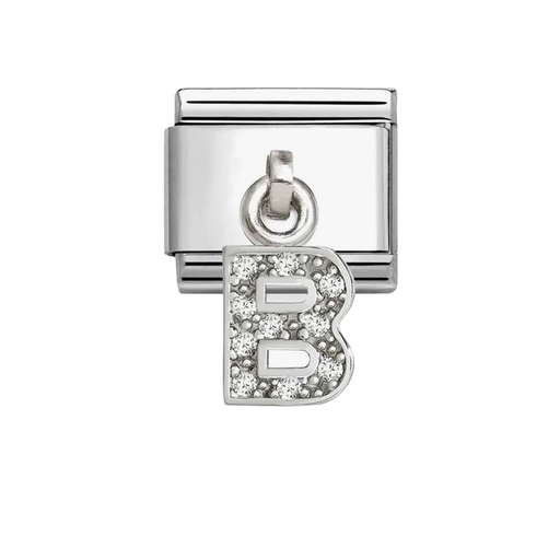 NOMINATION Classic Silver CZ Letter B Pendant Charm - Charms - Nomination - Bumbletree