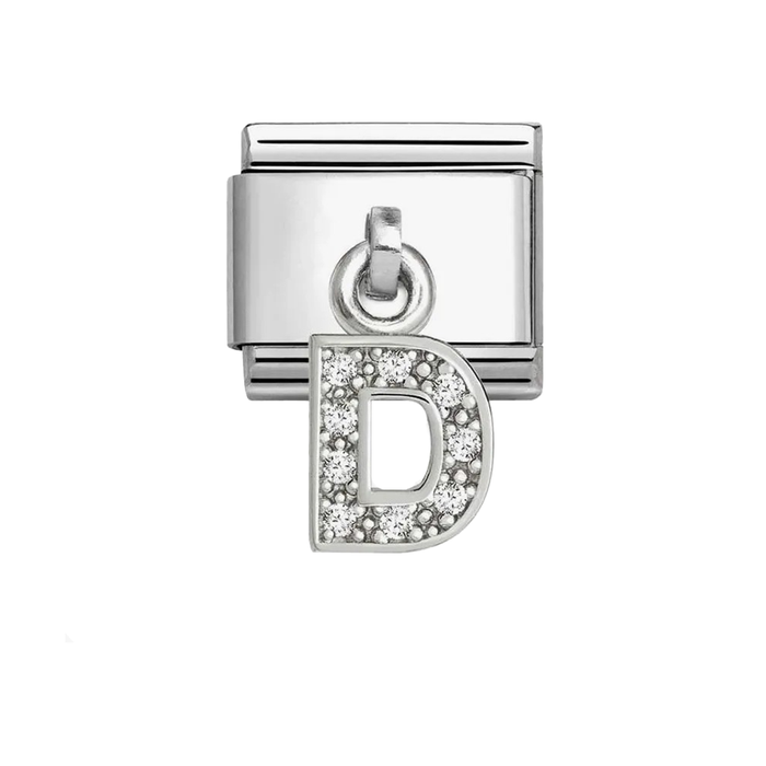 NOMINATION Classic Silver CZ Letter D Pendant Charm - Charms - Nomination - Bumbletree