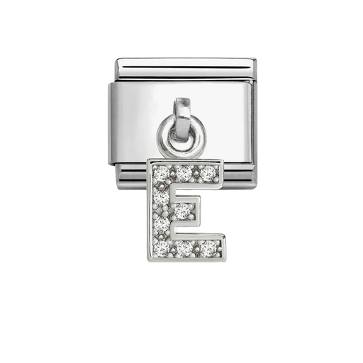 NOMINATION Classic Silver CZ Letter E Pendant Charm - Charms - Nomination - Bumbletree