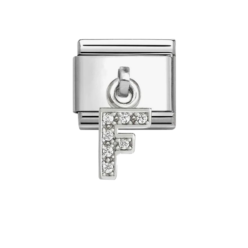NOMINATION Classic Silver CZ Letter F Pendant Charm - Charms - Nomination - Bumbletree