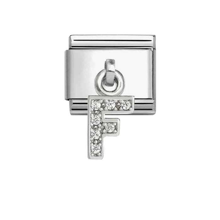 NOMINATION Classic Silver CZ Letter F Pendant Charm - Charms - Nomination - Bumbletree