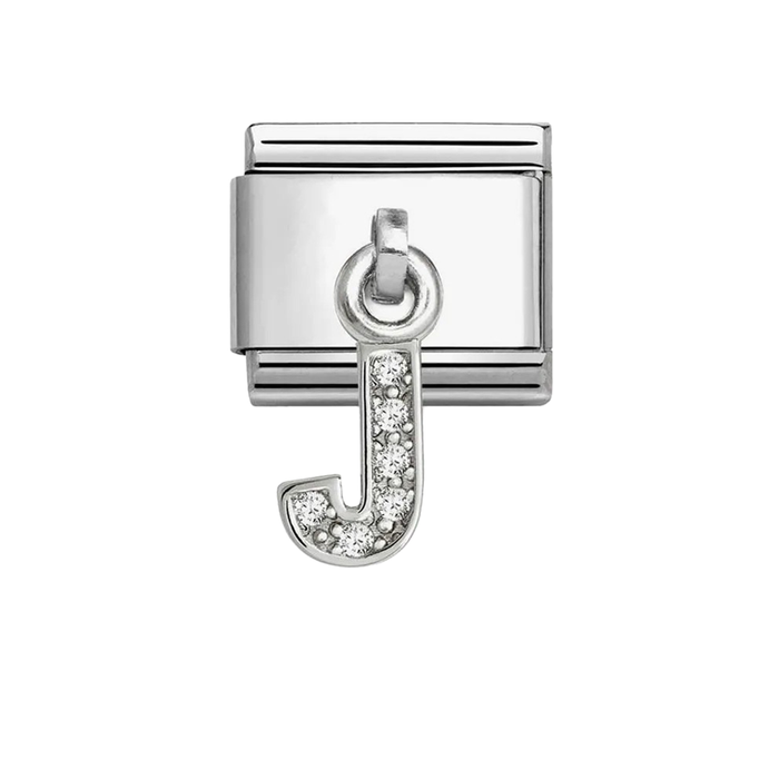 NOMINATION Classic Silver CZ Letter J Pendant Charm - Charms - Nomination - Bumbletree