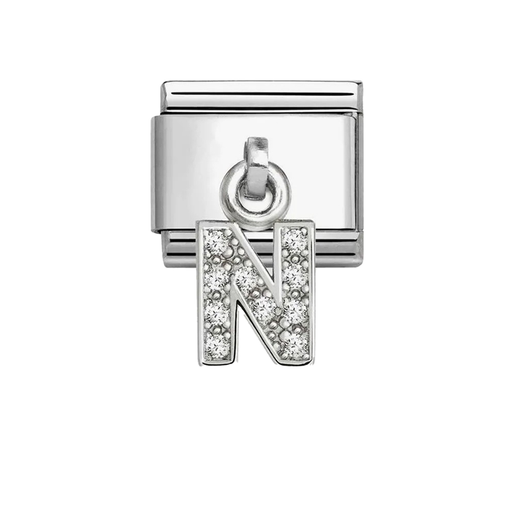 NOMINATION Classic Silver CZ Letter N Pendant Charm - Charms - Nomination - Bumbletree