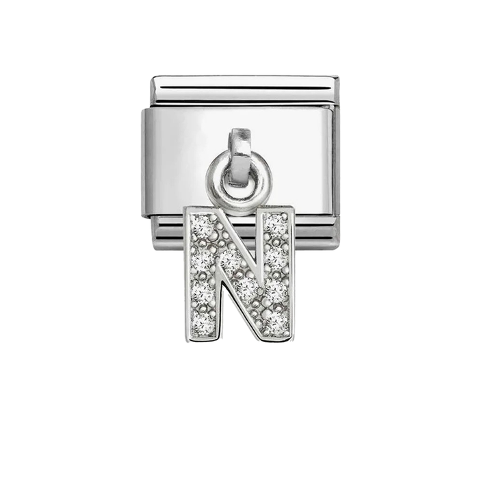 NOMINATION Classic Silver CZ Letter N Pendant Charm - Charms - Nomination - Bumbletree