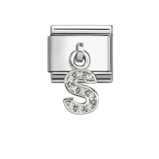 NOMINATION Classic Silver CZ Letter S Pendant Charm - Charms - Nomination - Bumbletree