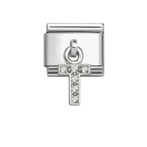 NOMINATION Classic Silver CZ Letter T Pendant Charm - Charms - Nomination - Bumbletree