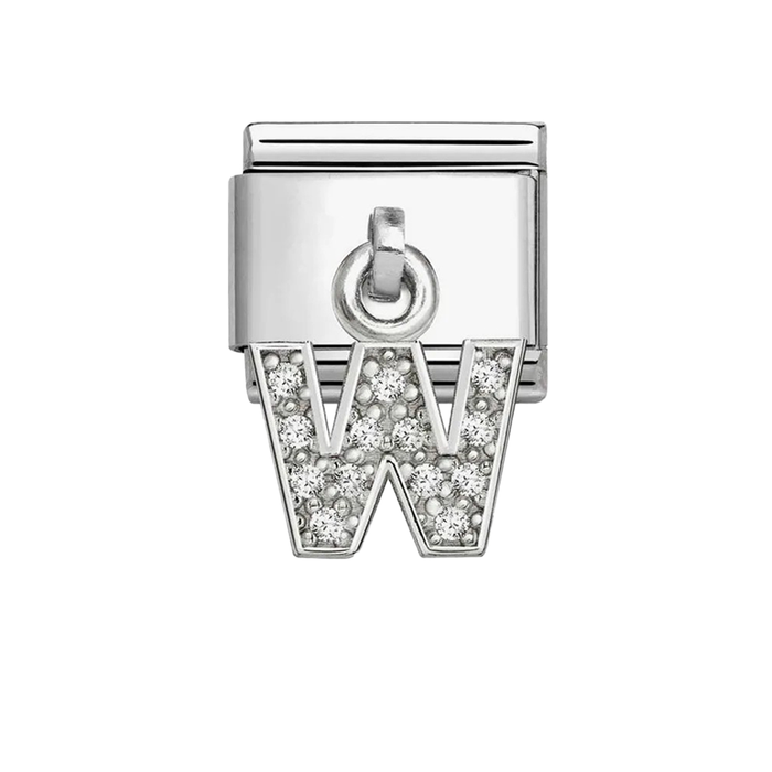 NOMINATION Classic Silver CZ Letter W Pendant Charm - Charms - Nomination - Bumbletree