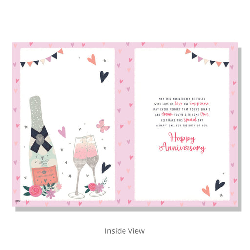 Wishing Both A Happy Anniversary With Champagne And Glasses Card - Cards - Bumbletree - Bumbletree