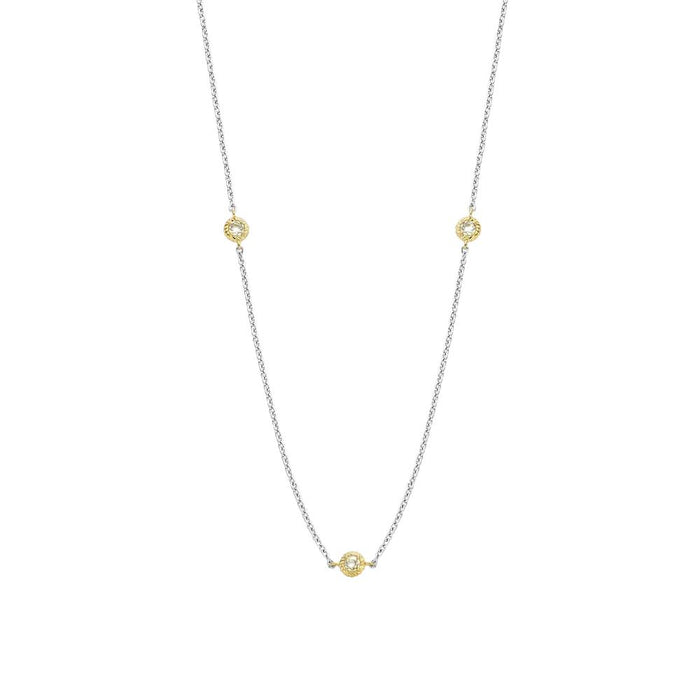 Ti Sento 'Triple CZ' Sterling Silver & Gold Plated Necklace 34035ZY - Jewellery - Ti Sento - Bumbletree