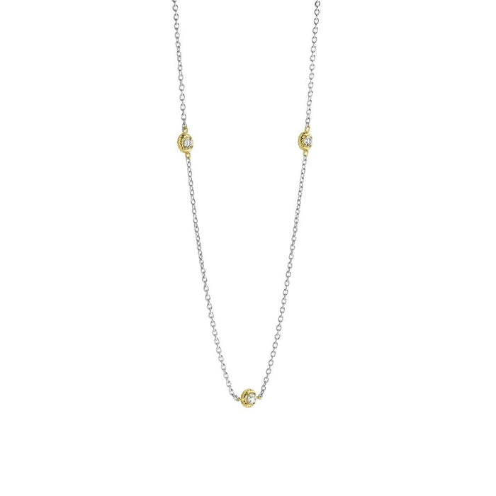 Ti Sento 'Triple CZ' Sterling Silver & Gold Plated Necklace 34035ZY - Jewellery - Ti Sento - Bumbletree