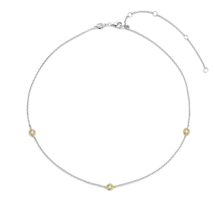 Ti Sento 'Triple CZ' Sterling Silver & Gold Plated Necklace 34035ZY - Jewellery - Ti Sento - Bumbletree