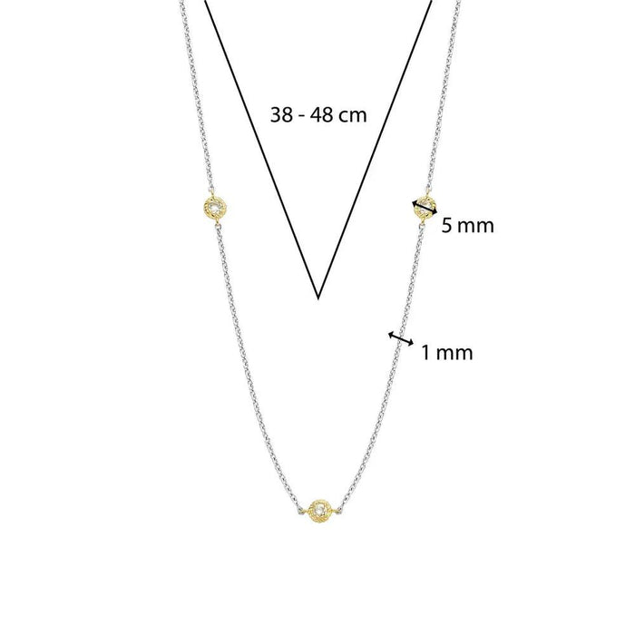 Ti Sento 'Triple CZ' Sterling Silver & Gold Plated Necklace 34035ZY - Jewellery - Ti Sento - Bumbletree