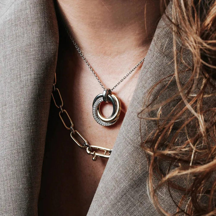 Ti Sento 'Twisted Circle' Sterling Silver & Gold Plated Necklace 34055ZY - Jewellery - Ti Sento - Bumbletree