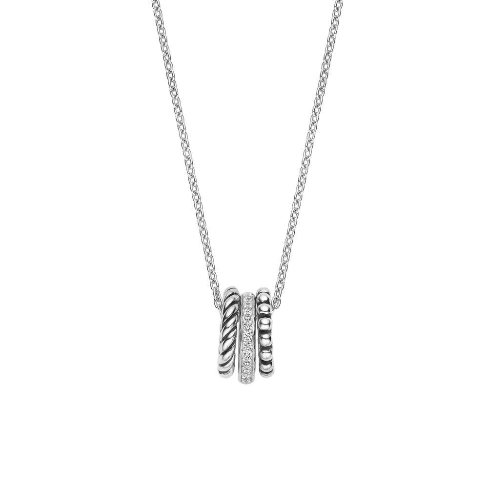 Ti Sento '3 Rings' Sterling Silver Necklace 34058ZI