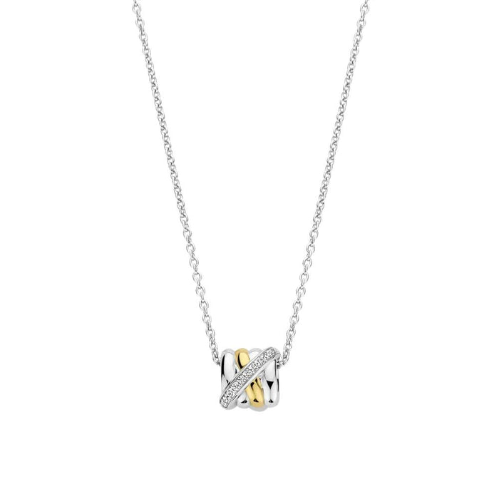 Ti Sento 'Interconnecting Rings' Sterling Silver & Gold Plated Necklace 34059ZY - Jewellery - Ti Sento - Bumbletree