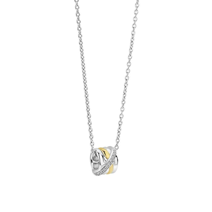 Ti Sento 'Interconnecting Rings' Sterling Silver & Gold Plated Necklace 34059ZY - Jewellery - Ti Sento - Bumbletree
