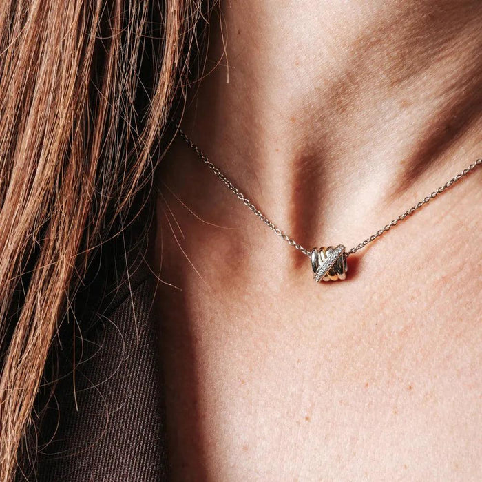 Ti Sento 'Interconnecting Rings' Sterling Silver & Gold Plated Necklace 34059ZY - Jewellery - Ti Sento - Bumbletree