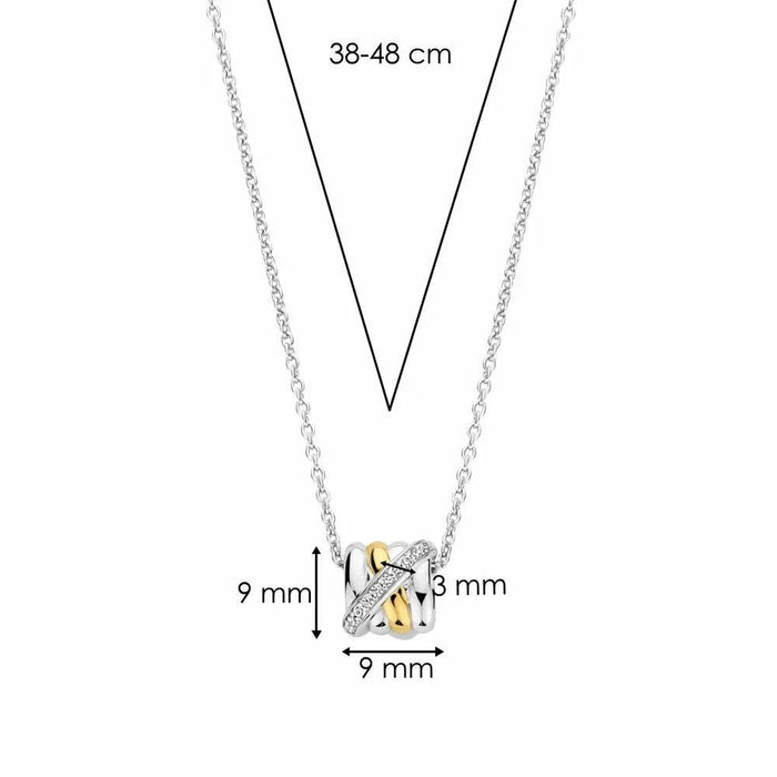Ti Sento 'Interconnecting Rings' Sterling Silver & Gold Plated Necklace 34059ZY - Jewellery - Ti Sento - Bumbletree