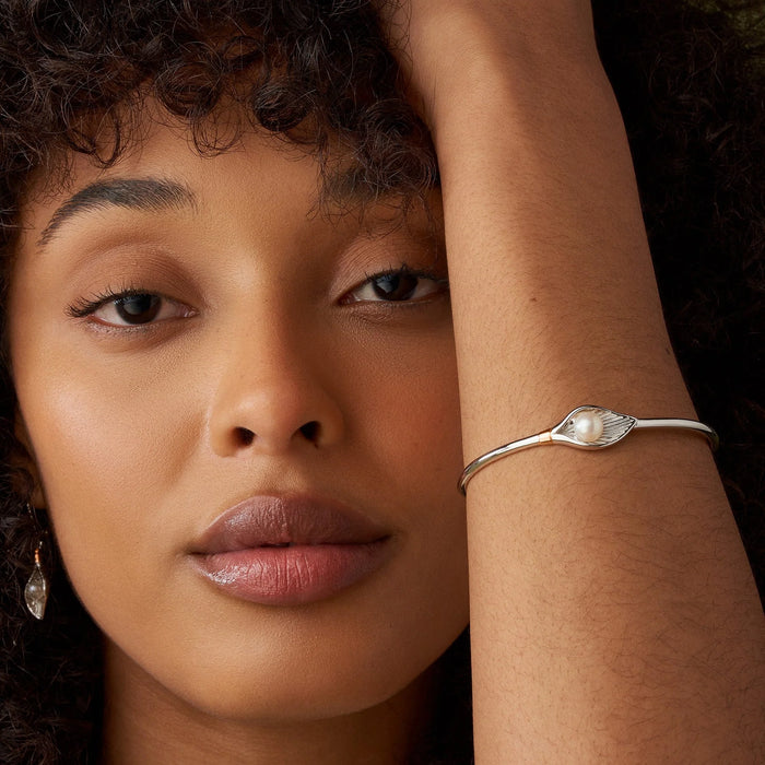 Clogau Beachcomber Shell Silver and Pearl Banglet - Jewellery - Clogau - Bumbletree