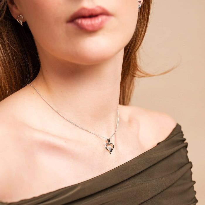 Clogau Paw Prints Sterling Silver Heart Topaz Pendant - Jewellery - Clogau - Bumbletree