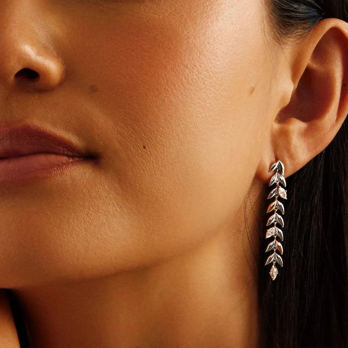 Clogau Royal Silver Leaf Drop Earrings - Jewellery - Clogau - Bumbletree
