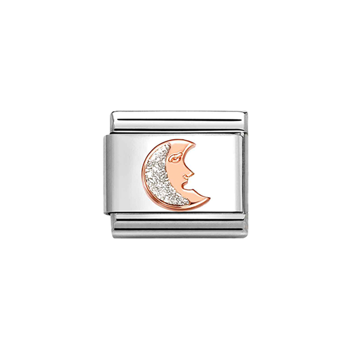 NOMINATION Classic Rose Gold Glitter Moon Charm