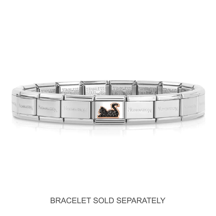 NOMINATION Classic Rose Gold Glitter Black Cat Charm