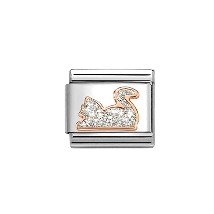NOMINATION Classic Rose Gold Glitter Cat Charm