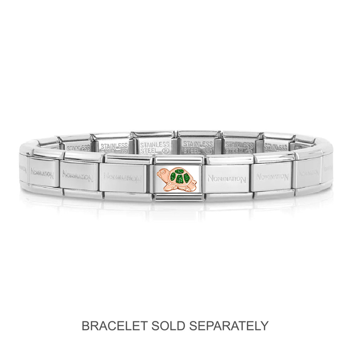 NOMINATION Classic Rose Gold Glitter Green Turtle Charm