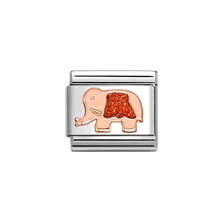 NOMINATION Classic Rose Gold Glitter Red Elephant Charm