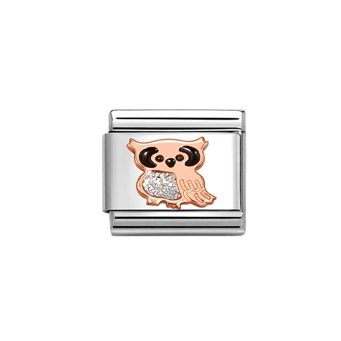 NOMINATION Classic Rose Gold Glitter Owl Charm