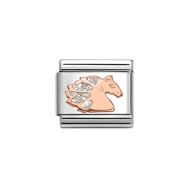 NOMINATION Classic Rose Gold Glitter Unicorn Charm